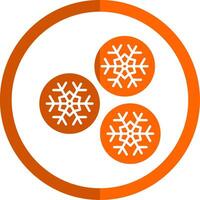 palla di neve glifo arancia cerchio icona vettore