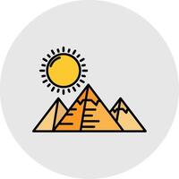 piramidi linea pieno leggero cerchio icona vettore