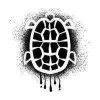 tartaruga stampino graffiti disegnato con nero spray dipingere vettore