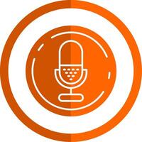 microfono glifo arancia cerchio icona vettore
