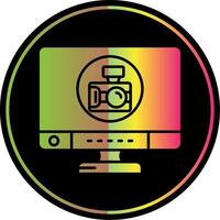 telecamera glifo dovuto colore icona vettore