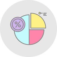 percentuale linea pieno leggero cerchio icona vettore