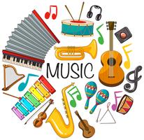 Diversi tipi di strumenti musicali vettore