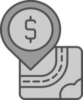 ATM linea pieno in scala di grigi icona vettore