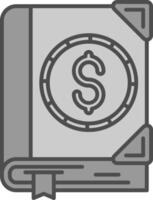 moneta linea pieno in scala di grigi icona vettore