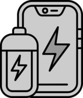 batteria linea pieno in scala di grigi icona vettore