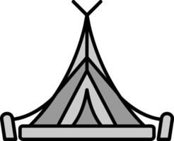 tenda linea pieno in scala di grigi icona vettore