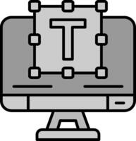 tipografia linea pieno in scala di grigi icona vettore