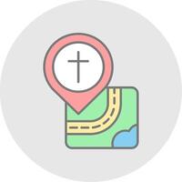 Chiesa linea pieno leggero cerchio icona vettore