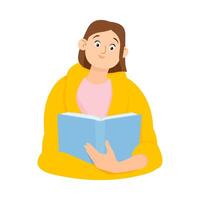 giovane donna coperto con un' coperta lettura un' libro vettore