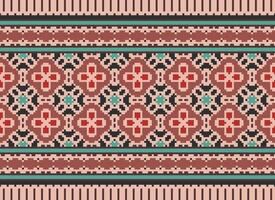 geometrico etnico modello. pixel modello. design per vestiario, tessuto, sfondo, sfondo, avvolgere, batik. maglieria, ricamo stile. azteco geometrico arte ornamento Stampa. vettore illustrazione.