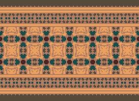 bellissimo floreale attraversare punto motivo.geometrico etnico orientale modello tradizionale sfondo.azteco stile astratto vettore illustrazione.disegno per trama, tessuto, abbigliamento, avvolgimento, decorazione, tappeto.