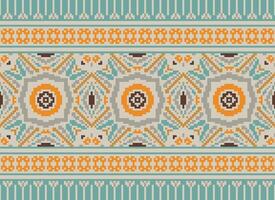 pixel annate attraversare punto tradizionale etnico modello paisley fiore ikat sfondo astratto azteco africano indonesiano indiano senza soluzione di continuità modello per tessuto Stampa stoffa vestito tappeto le tende e sarong vettore