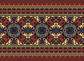 pixel annate attraversare punto tradizionale etnico modello paisley fiore ikat sfondo astratto azteco africano indonesiano indiano senza soluzione di continuità modello per tessuto Stampa stoffa vestito tappeto le tende e sarong vettore