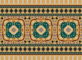 pixel annate attraversare punto tradizionale etnico modello paisley fiore ikat sfondo astratto azteco africano indonesiano indiano senza soluzione di continuità modello per tessuto Stampa stoffa vestito tappeto le tende e sarong vettore