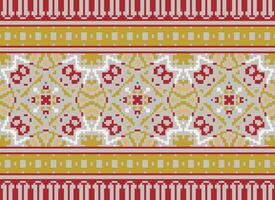 pixel attraversare punto tradizionale etnico modello paisley fiore ikat sfondo astratto azteco africano indonesiano indiano senza soluzione di continuità modello per tessuto Stampa stoffa vestito tappeto le tende e sarong vettore