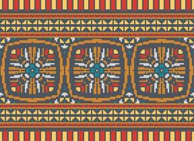 pixel attraversare punto tradizionale etnico modello paisley fiore ikat sfondo astratto azteco africano indonesiano indiano senza soluzione di continuità modello per tessuto Stampa stoffa vestito tappeto le tende e sarong vettore