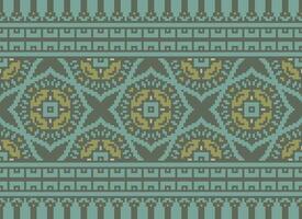 pixel annate attraversare punto tradizionale etnico modello paisley fiore ikat sfondo astratto azteco africano indonesiano indiano senza soluzione di continuità modello per tessuto Stampa stoffa vestito tappeto le tende e sarong vettore