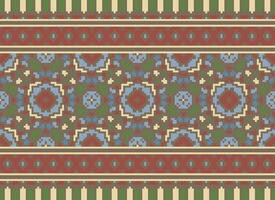 pixel annate attraversare punto tradizionale etnico modello paisley fiore ikat sfondo astratto azteco africano indonesiano indiano senza soluzione di continuità modello per tessuto Stampa stoffa vestito tappeto le tende e sarong vettore