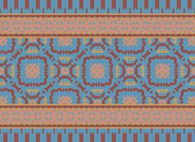 pixel annate attraversare punto tradizionale etnico modello paisley fiore ikat sfondo astratto azteco africano indonesiano indiano senza soluzione di continuità modello per tessuto Stampa stoffa vestito tappeto le tende e sarong vettore