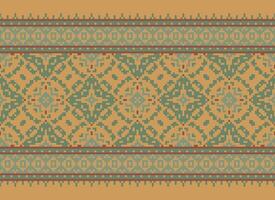 pixel annate attraversare punto tradizionale etnico modello paisley fiore ikat sfondo astratto azteco africano indonesiano indiano senza soluzione di continuità modello per tessuto Stampa stoffa vestito tappeto le tende e sarong vettore