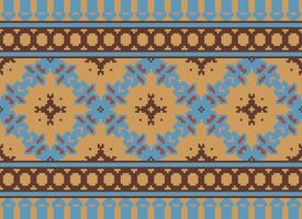 pixel annate attraversare punto tradizionale etnico modello paisley fiore ikat sfondo astratto azteco africano indonesiano indiano senza soluzione di continuità modello per tessuto Stampa stoffa vestito tappeto le tende e sarong vettore