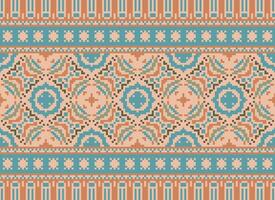 pixel annate attraversare punto tradizionale etnico modello paisley fiore ikat sfondo astratto azteco africano indonesiano indiano senza soluzione di continuità modello per tessuto Stampa stoffa vestito tappeto le tende e sarong vettore