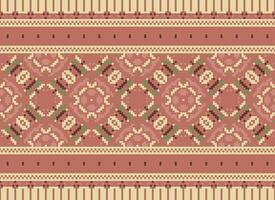 pixel annate attraversare punto tradizionale etnico modello paisley fiore ikat sfondo astratto azteco africano indonesiano indiano senza soluzione di continuità modello per tessuto Stampa stoffa vestito tappeto le tende e sarong vettore