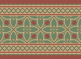 pixel annate attraversare punto tradizionale etnico modello paisley fiore ikat sfondo astratto azteco africano indonesiano indiano senza soluzione di continuità modello per tessuto Stampa stoffa vestito tappeto le tende e sarong vettore