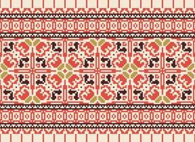 bellissimo pixel modelli tradizionale popolare stile, geometrico etnico senza soluzione di continuità modello vettore illustrazione. design per attraversare cucire, tappeto, sfondo, vestiario, texti tessuto, avvolgere, batik, ricamo