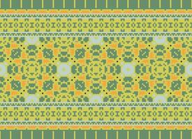 geometrico etnico modello. pixel modello. design per vestiario, tessuto, sfondo, sfondo, avvolgere, batik. maglieria, ricamo stile. azteco geometrico arte ornamento Stampa. vettore illustrazione.