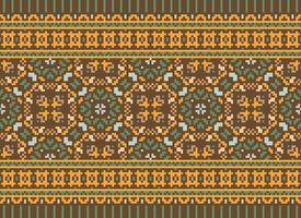 pixel annate attraversare punto tradizionale etnico modello paisley fiore ikat sfondo astratto azteco africano indonesiano indiano senza soluzione di continuità modello per tessuto Stampa stoffa vestito tappeto le tende e sarong vettore