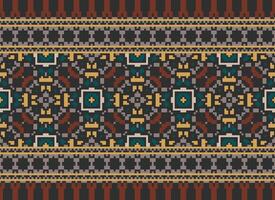 pixel annate attraversare punto tradizionale etnico modello paisley fiore ikat sfondo astratto azteco africano indonesiano indiano senza soluzione di continuità modello per tessuto Stampa stoffa vestito tappeto le tende e sarong vettore