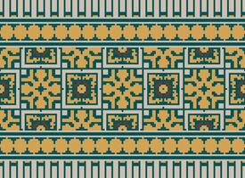 pixel annate attraversare punto tradizionale etnico modello paisley fiore ikat sfondo astratto azteco africano indonesiano indiano senza soluzione di continuità modello per tessuto Stampa stoffa vestito tappeto le tende e sarong vettore