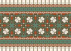 pixel annate attraversare punto tradizionale etnico modello paisley fiore ikat sfondo astratto azteco africano indonesiano indiano senza soluzione di continuità modello per tessuto Stampa stoffa vestito tappeto le tende e sarong vettore