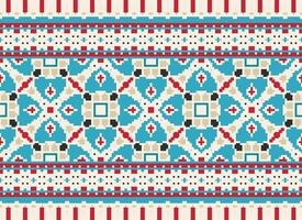 pixel annate attraversare punto tradizionale etnico modello paisley fiore ikat sfondo astratto azteco africano indonesiano indiano senza soluzione di continuità modello per tessuto Stampa stoffa vestito tappeto le tende e sarong vettore