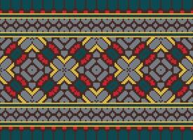 pixel attraversare punto tradizionale etnico modello paisley fiore ikat sfondo astratto azteco africano indonesiano indiano senza soluzione di continuità modello per tessuto Stampa stoffa vestito tappeto le tende e sarong vettore