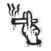 graffiti di mano Tenere sigaretta con nero spray dipingere arte vettore