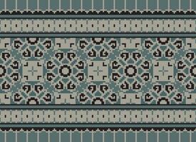 ricamo etnico modello, vettore geometrico ornato sfondo, attraversare punto retrò zigzag stile, blu e giallo modello maglieria continuo, design per tessile, tessuto, ceramica, digitale Stampa