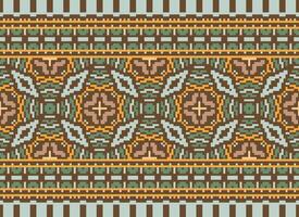 pixel etnico modello vettore sfondo. senza soluzione di continuità modello tradizionale, design per sfondo, sfondo, batik, tessuto, tappeto, vestiario, avvolgere, e tessile.etnico modello vettore illustrazione.