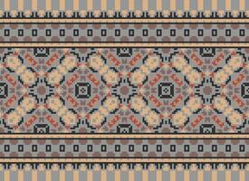 pixel etnico geometrico tessuto modello attraversare punto.ikat ricamo etnico orientale pixel modello blu sfondo. astratto, vettore, illustrazione. trama, abbigliamento, cornice, decorazione, motivi, seta sfondo. vettore