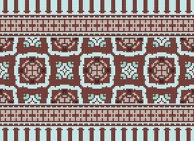 pixel etnico geometrico tessuto modello attraversare punto.ikat ricamo etnico orientale pixel modello blu sfondo. astratto, vettore, illustrazione. trama, abbigliamento, cornice, decorazione, motivi, seta sfondo. vettore