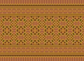 pixel ikat e attraversare punto geometrico senza soluzione di continuità modello etnico orientale tradizionale. azteco stile illustrazione design per tappeto, sfondo, vestiario, avvolgere, batik. vettore