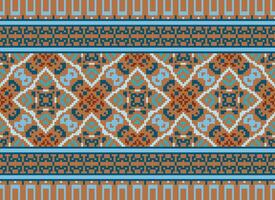 pixel etnico geometrico tessuto modello attraversare punto.ikat ricamo etnico orientale pixel modello blu sfondo. astratto, vettore, illustrazione. trama, abbigliamento, cornice, decorazione, motivi, seta sfondo. vettore