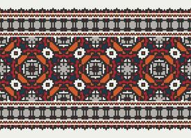 pixel ikat e attraversare punto geometrico senza soluzione di continuità modello etnico orientale tradizionale. azteco stile illustrazione design per tappeto, sfondo, vestiario, avvolgere, batik. vettore