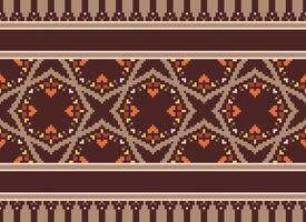 pixel ikat e attraversare punto geometrico senza soluzione di continuità modello etnico orientale tradizionale. azteco stile illustrazione design per tappeto, sfondo, vestiario, avvolgere, batik. vettore