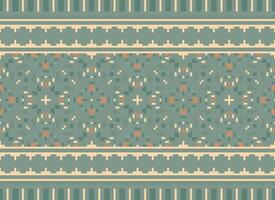 pixel ikat e attraversare punto geometrico senza soluzione di continuità modello etnico orientale tradizionale. azteco stile illustrazione design per tappeto, sfondo, vestiario, avvolgere, batik. vettore
