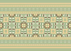 pixel ikat e attraversare punto geometrico senza soluzione di continuità modello etnico orientale tradizionale. azteco stile illustrazione design per tappeto, sfondo, vestiario, avvolgere, batik. vettore