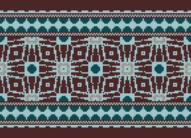 pixel ikat e attraversare punto geometrico senza soluzione di continuità modello etnico orientale tradizionale. azteco stile illustrazione design per tappeto, sfondo, vestiario, avvolgere, batik. vettore