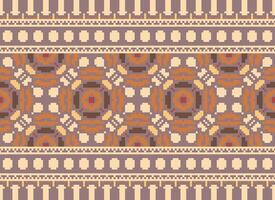 pixel ikat e attraversare punto geometrico senza soluzione di continuità modello etnico orientale tradizionale. azteco stile illustrazione design per tappeto, sfondo, vestiario, avvolgere, batik. vettore